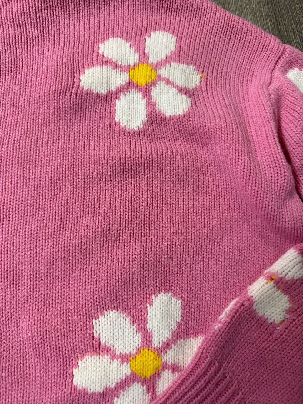 Just Polly Pink Daisy Distressed Fringe Crop Sweater M Y2K Floral Knit Grunge - Picture 7 of 13
